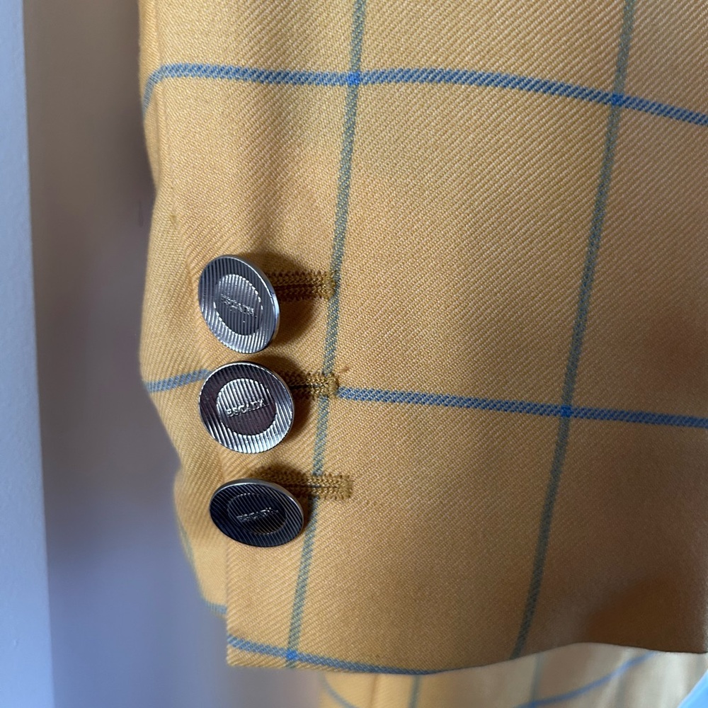 ESCADA MARGARETHA LEY Yellow Cashmere Window Pane Vintage Blazer Jacket 40 M - Picture 4 of 8